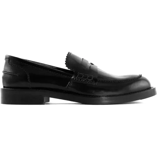 Schwarze Leder Penny Loafer Schuhe , Damen, Größe: 38 EU - Guglielmo Rotta - Modalova