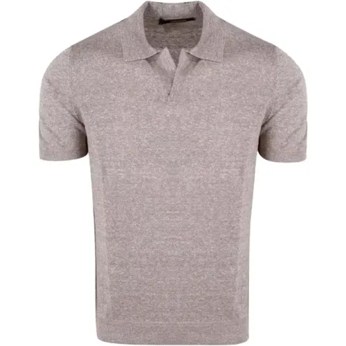 Keith Cotton/Linen Polo Shirt , male, Sizes: L, 2XL - Tagliatore - Modalova