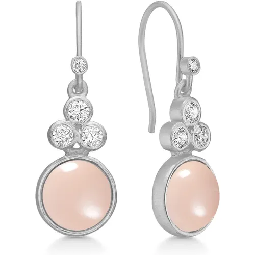 Silberne Ohrringe mit rosa Chalcedon - Frk. Lisberg - Modalova