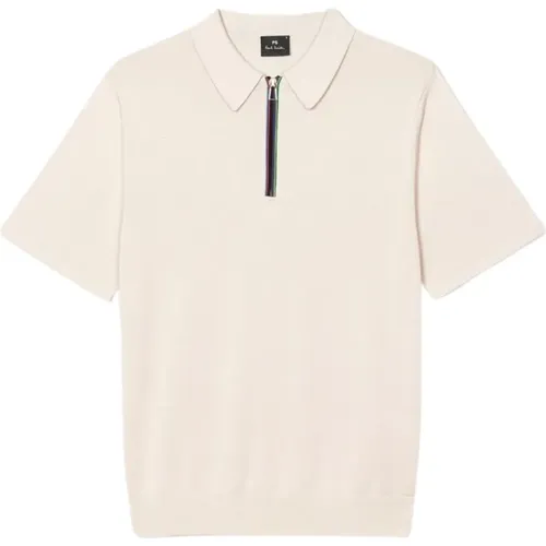 Grey Zip Neck Polo , male, Sizes: S - PS By Paul Smith - Modalova