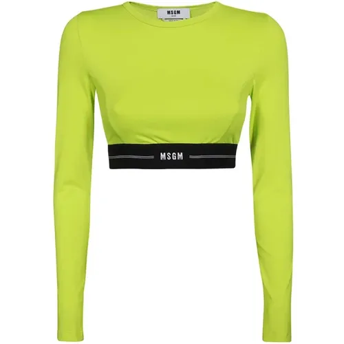 Crop Top mit Logo-Detail , Damen, Größe: S - MSGM - Modalova