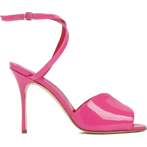 Rosa & Lila Sandalen Hohe Absätze , Damen, Größe: 39 1/2 EU - Manolo Blahnik - Modalova