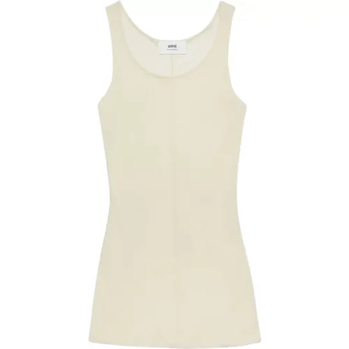 Cremeweißes ärmelloses Tanktop , Damen, Größe: S - Ami Paris - Modalova