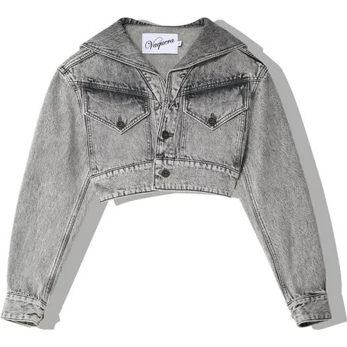 Graue Denim Sailor Jacke , Damen, Größe: S - Vaquera - Modalova