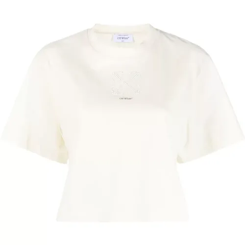 Off , Arrows-Motiv Crop T-Shirt , Damen, Größe: M - Off White - Modalova