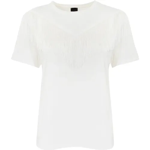 Damen Fransent-Shirt weiß , Damen, Größe: XS - pinko - Modalova