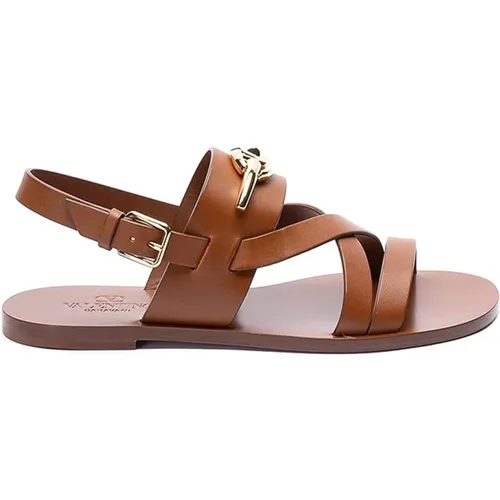 Leather Sandals with Vlogo Detail , female, Sizes: 5 UK, 4 UK - Valentino Garavani - Modalova