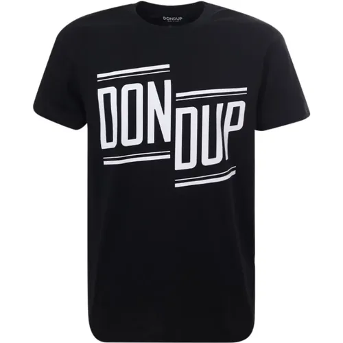 Schwarzes T-Shirt mit Rundhalsausschnitt und Kontrastlogo , Herren, Größe: S - Dondup - Modalova