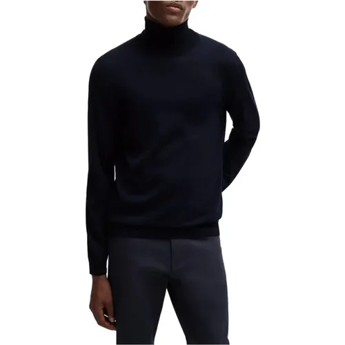 Blauer Wollpullover Slim Fit , Herren, Größe: L - Hugo Boss - Modalova