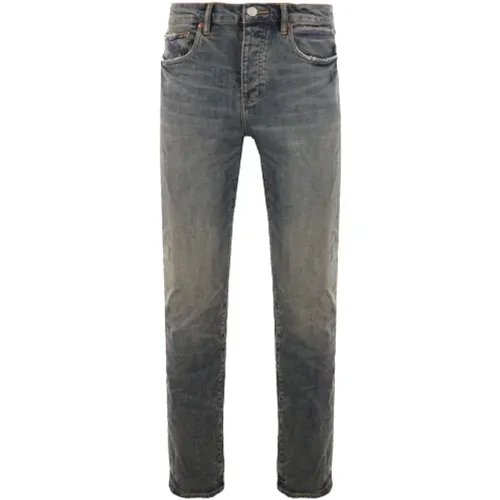 Slim-Fit Denim Jeans in Indigo with Distressed Effect , male, Sizes: W30 - Purple Brand - Modalova