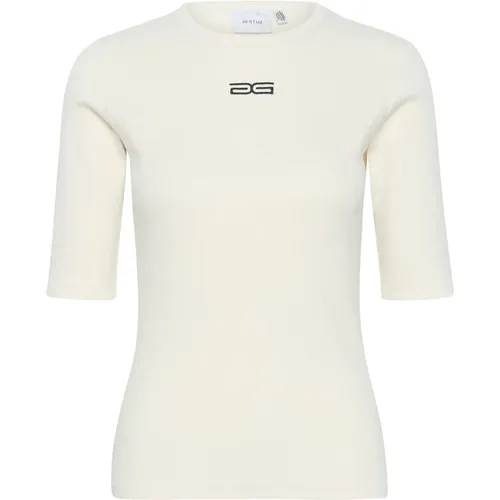 Half Sleeve Logo Top Birch , female, Sizes: M, XS, S, XL - Gestuz - Modalova