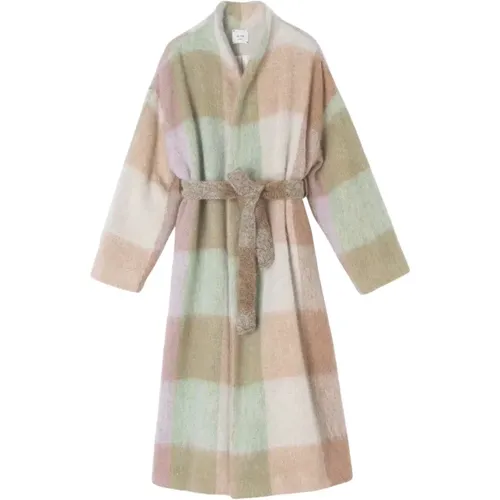 Checkered Wool Coat , female, Sizes: XS - Alysi - Modalova