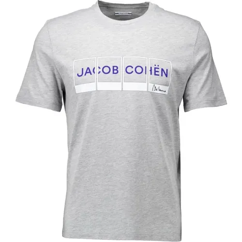 Hellgraues T-Shirt für Herren , Herren, Größe: XL - Jacob Cohën - Modalova