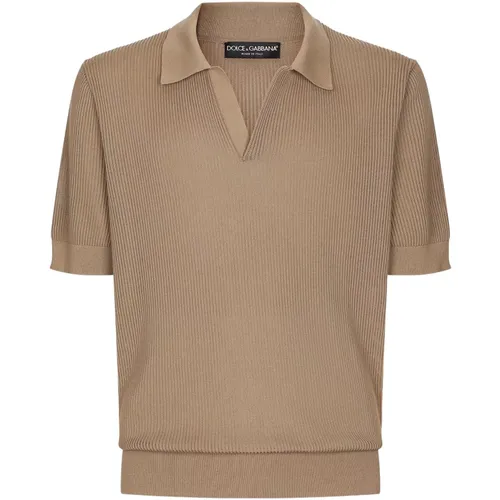 Polo Shirt with V-neck Collar , male, Sizes: M, XL - Dolce & Gabbana - Modalova