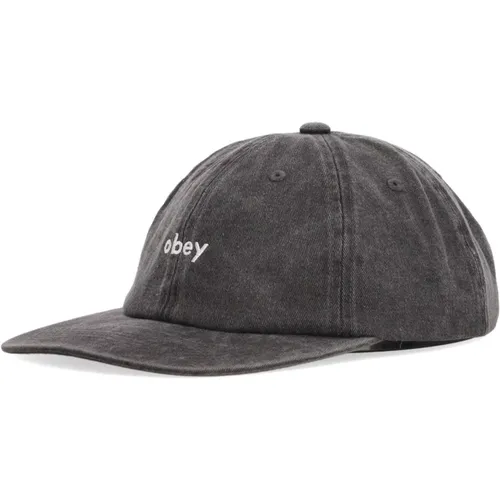 Gebogener Schirm Strapback Kappe Schwarz - Obey - Modalova