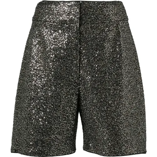 Pailletten High-Rise Shorts , Damen, Größe: S - comma - Modalova