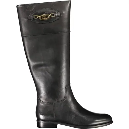 Schwarze Polyesterstiefel mit Reißverschluss , Damen, Größe: 37 EU - Ralph Lauren - Modalova