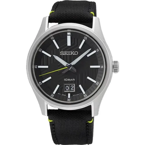 Quartz Watch with Dial and Leather Strap , male, Sizes: ONE SIZE - Seiko - Modalova