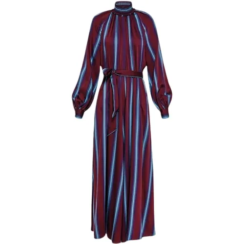 Striped Dress with Cascading Ruffles and Fringed Hem , female, Sizes: M, S, L, XS - Forte Forte - Modalova