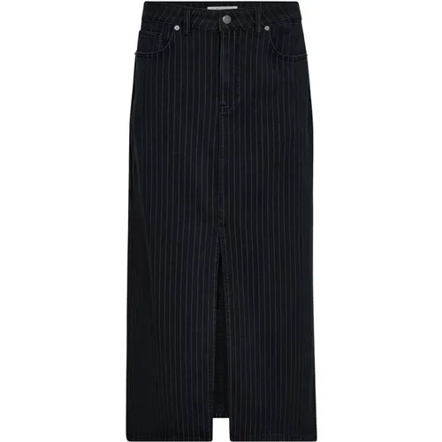 Pinstripe Denim Rock mit Frontschlitz , Damen, Größe: L - Co'Couture - Modalova