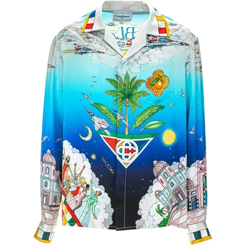 Silk Shirt with Les Dimensions Print , male, Sizes: M - Casablanca - Modalova