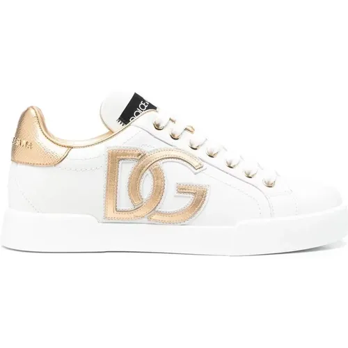 DG-embellished low-top sneakers , female, Sizes: 6 UK - Dolce & Gabbana - Modalova