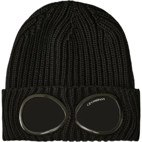 Merino Beanie mit Goggle, schwarz , Herren, Größe: ONE Size - C.P. Company - Modalova