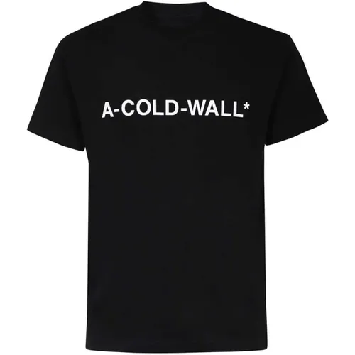 Baumwoll-T-Shirt mit geripptem Ausschnitt , Herren, Größe: L - A-COLD-WALL - Modalova