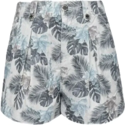 Kurze Shorts mit Blumenmuster und hoher Taille - pinko - Modalova