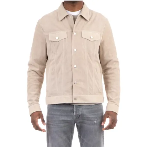 Grey Suede Perforated Leather Jacket , male, Sizes: M, XL - Eleventy - Modalova