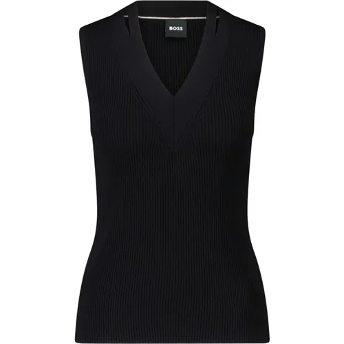 Ribbed Top with Cut-Outs , female, Sizes: XS, XL, M, L, S - Hugo Boss - Modalova