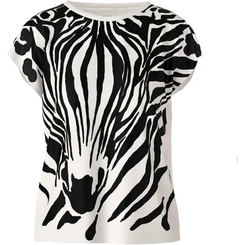 Offwhite Zebra Print Relaxed Fit T-shirt , female, Sizes: XL - Marc Cain - Modalova