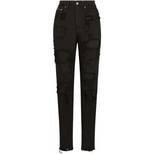 Denim Jeans with Distressed Finish , female, Sizes: 3XS, S, XS - Dolce & Gabbana - Modalova