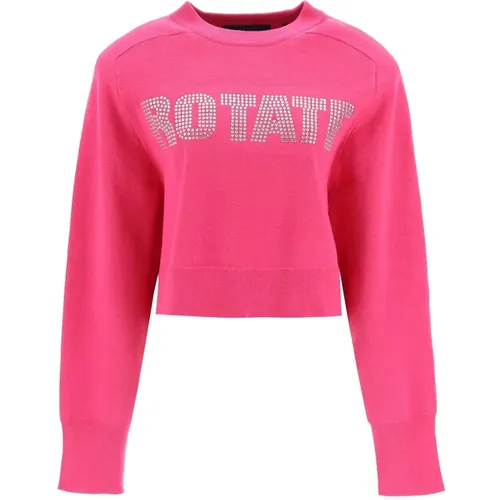 Sweater mit Rhinestone Logo und Gepolsterten Schultern , Damen, Größe: L - Rotate Birger Christensen - Modalova