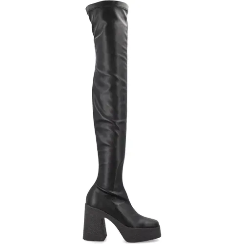 Schwarze flache Schuhe mit Skyla Overknee-Stiefel , Damen, Größe: 36 EU - Stella Mccartney - Modalova