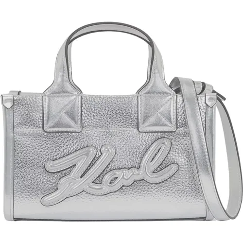 Körnige Tote Tasche Silber - Karl Lagerfeld - Modalova