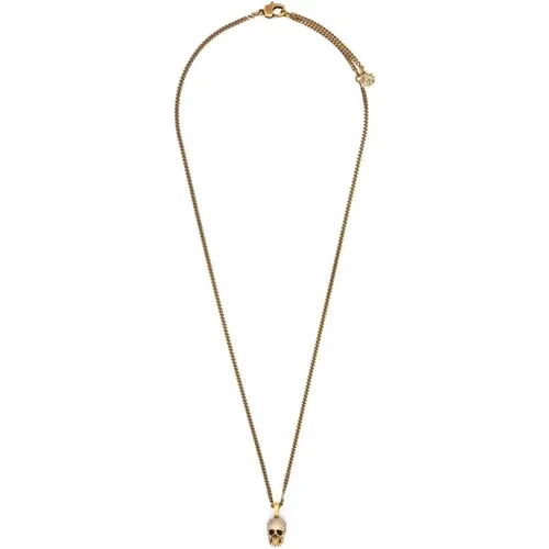 Goldener Skull Charme Halskette , Damen, Größe: ONE Size - alexander mcqueen - Modalova