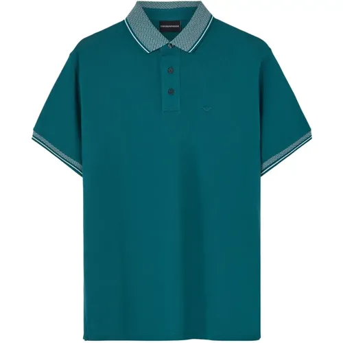 Turquoise Polo Shirts with Stylish Collar , male, Sizes: 2XL, L, M - Emporio Armani - Modalova
