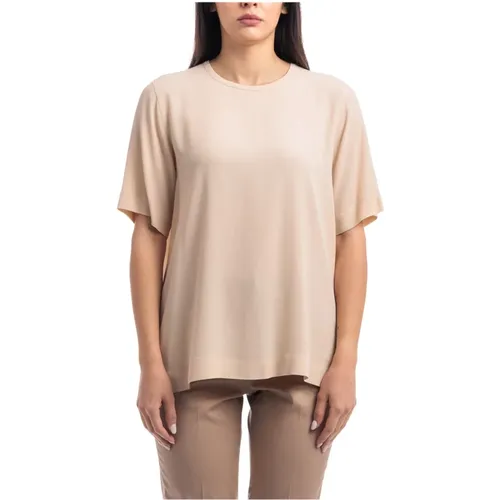 Kurzarm-Seidenmischung T-Shirt , Damen, Größe: L - Seventy - Modalova