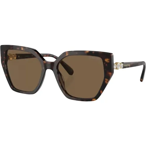 Dark Havana Sunglasses , female, Sizes: 56 MM - Swarovski - Modalova