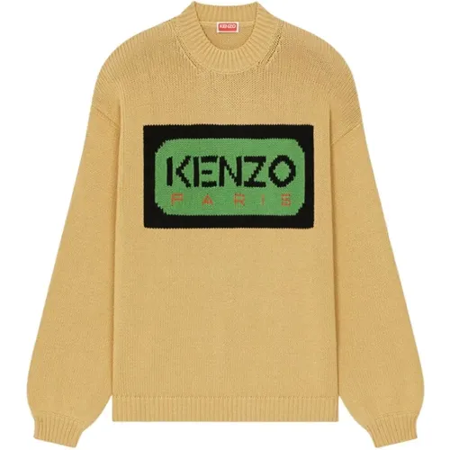 Beiger Rundhals-Strickpullover für Herren , Herren, Größe: S - Kenzo - Modalova