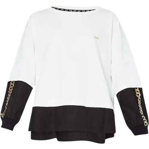 Damen Rundhals-Sweatshirt mit Kettenverzierung , Damen, Größe: S - Liu Jo - Modalova