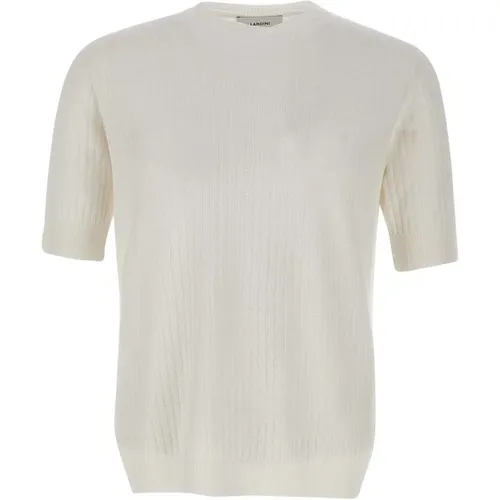 Linen Cotton T-shirt Ribbed Texture , male, Sizes: L, M, S - Lardini - Modalova