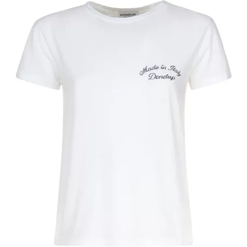 Cotton T-shirt Round Collar Short Sleeves , female, Sizes: XS, M, S - Dondup - Modalova