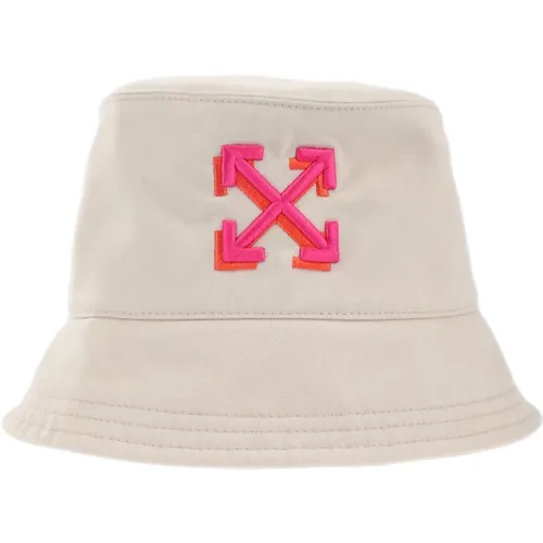 Beiger Bucket Hat - Regular Fit - 100% Baumwolle , Damen, Größe: ONE Size - Off White - Modalova
