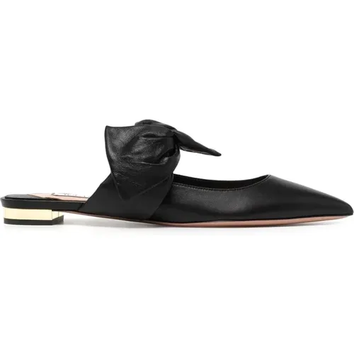 Schwarze Leder Elegante Offene Mules - Aquazzura - Modalova