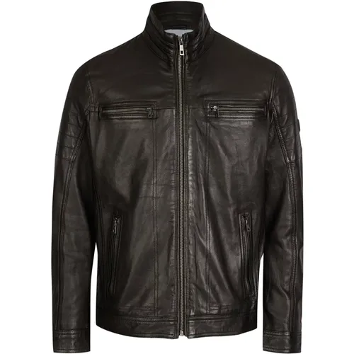 Herren Lederjacke im Biker-Stil - Bugatti - Modalova