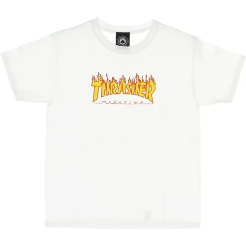 Flame Tee Kinder T-shirt Weiß/Gelb , unisex, Größe: S - Thrasher - Modalova