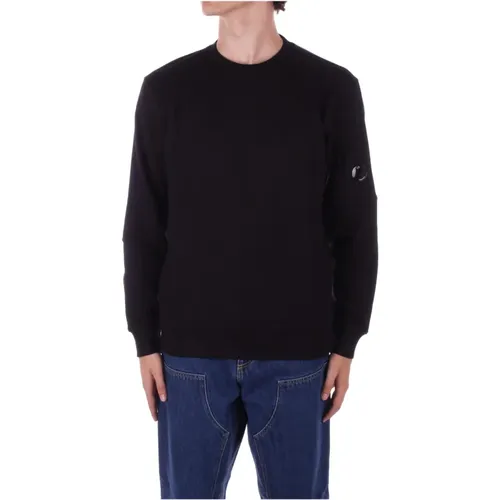 Schwarzer Logo Pullover mit Seitentasche , Herren, Größe: S - C.P. Company - Modalova