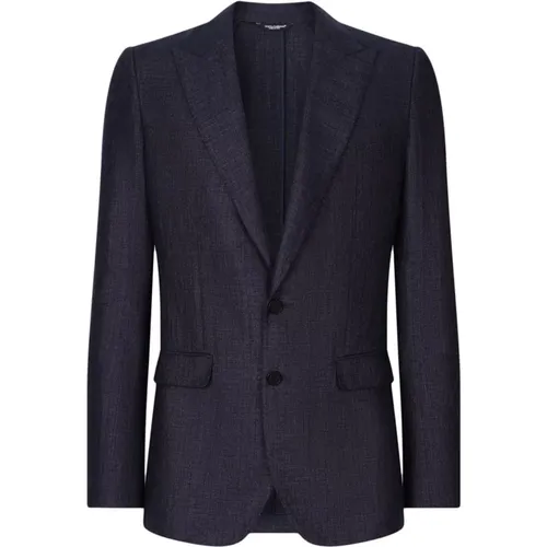 Italian Linen-Wool Blend Blazer , male, Sizes: L - Dolce & Gabbana - Modalova